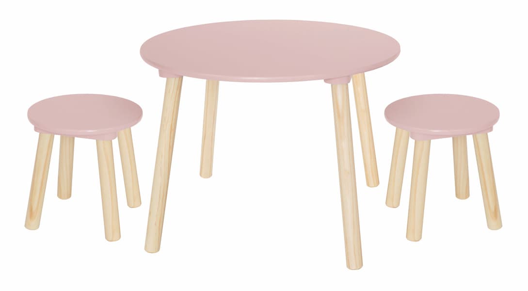 Table & 2 stools - Pink-image